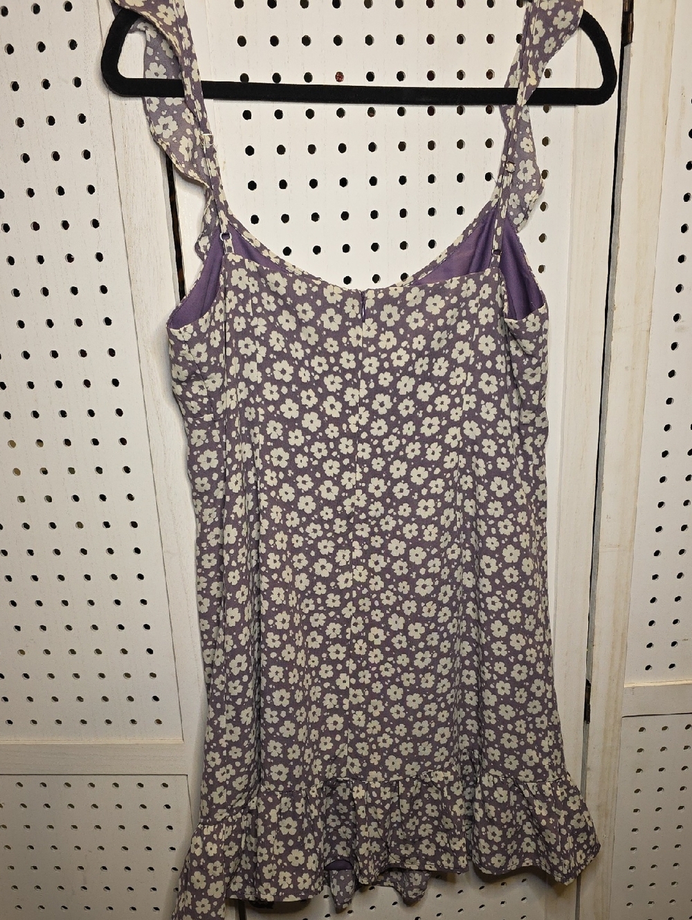 Pink Lily Lavender Floral Ruffle Mini Dress Large - Picture 8 of 8